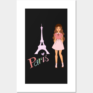 Paris and girl Posters and Art